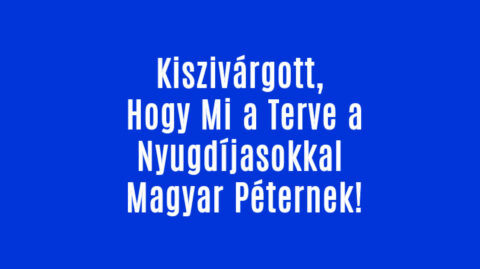 Kiszivárgott, Hogy Mi a Terve a Nyugdíjasokkal Magyar Péternek!