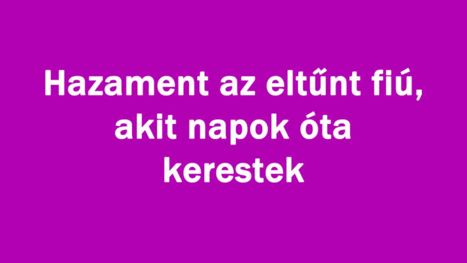 Hazament az eltűnt fiú