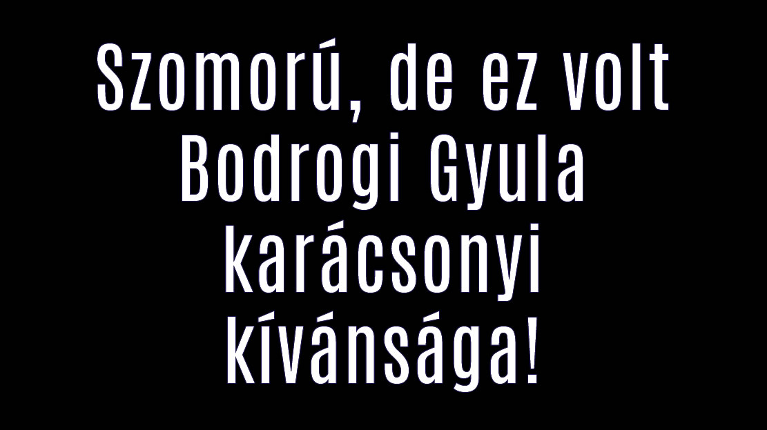 Szomorú, de ez volt Bodrogi Gyula karácsonyi kívánsága!